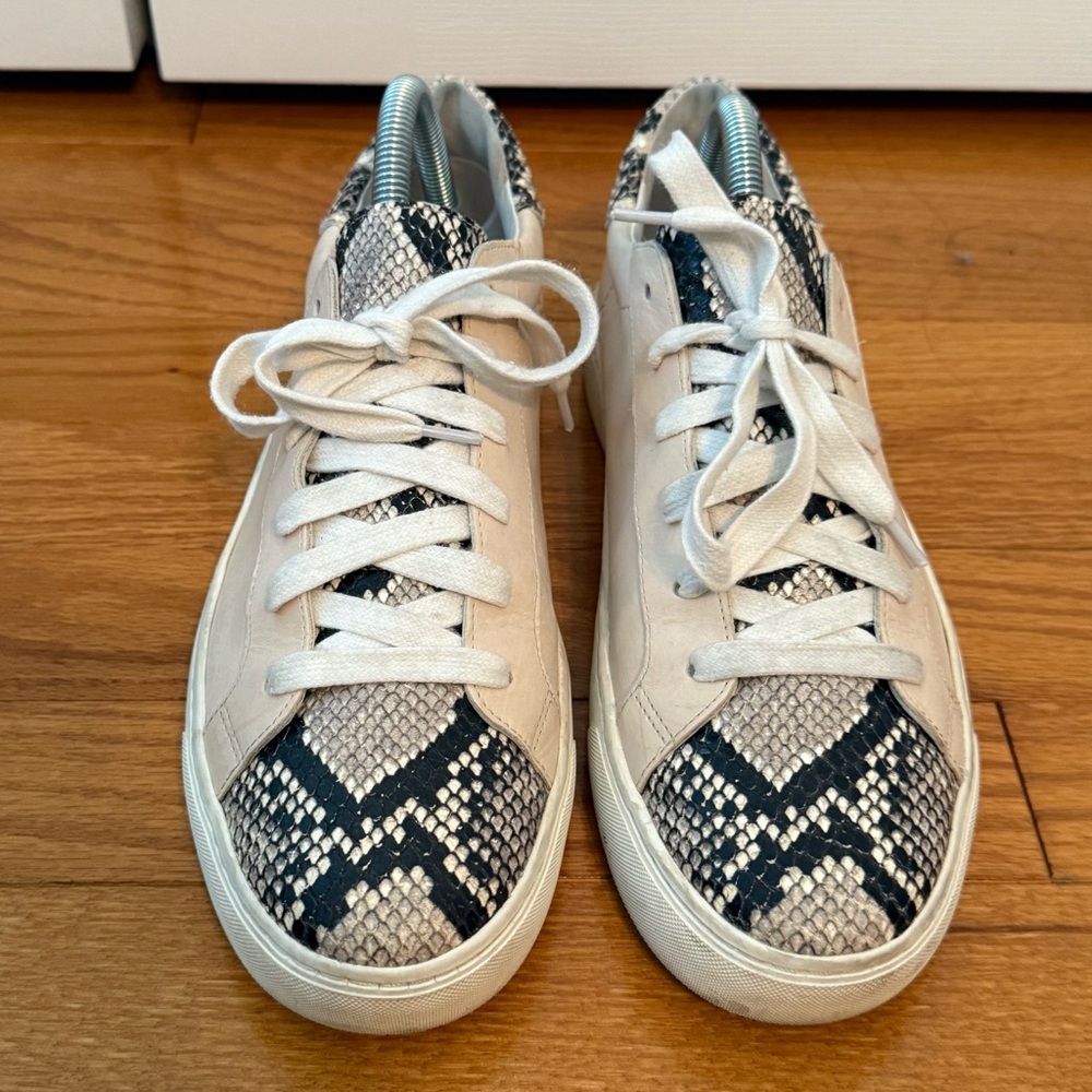Veronica Beard Bibi Leather Python Print Sneakers - image 5